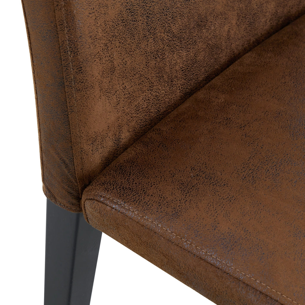 Set di 4 sedie da pranzo moderne in tessuto marrone e gambe in metallo nero