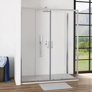 Box doccia angolare 80x140 cm profili cromati vetro 6mm trasparente apertura 2 ante scorrevoli | Favignana