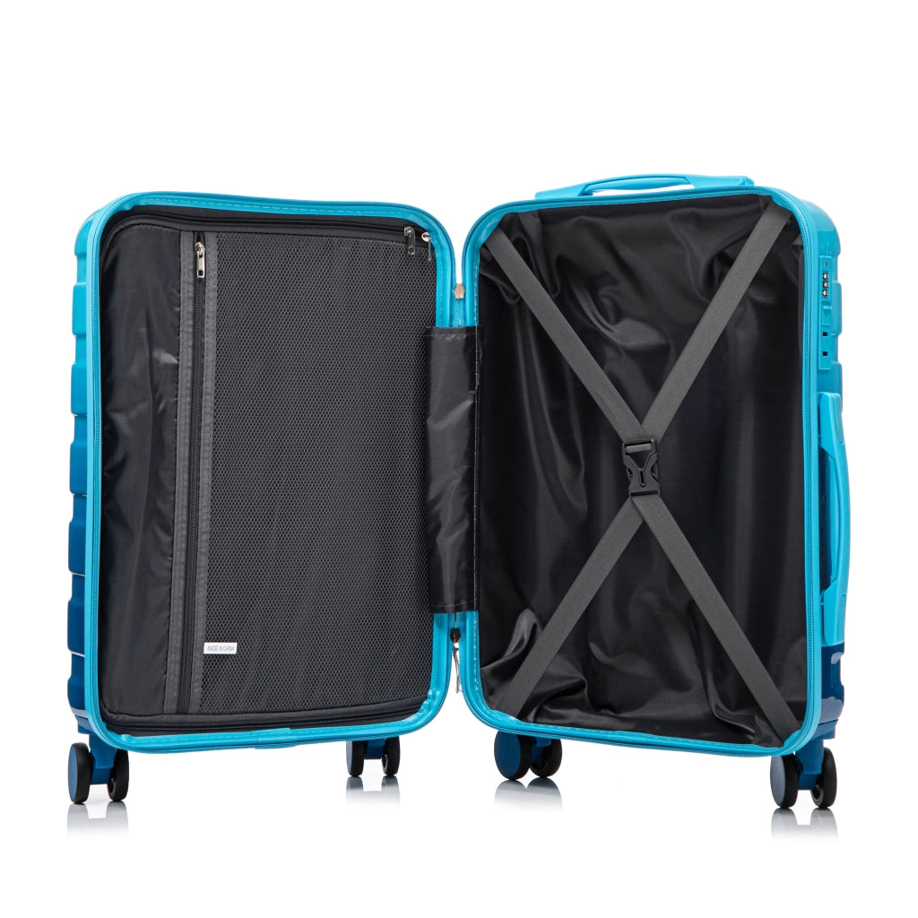 Set valigie 2 pezzi con spinner in PC, blu, con lucchetto a combinazione e beauty case 14