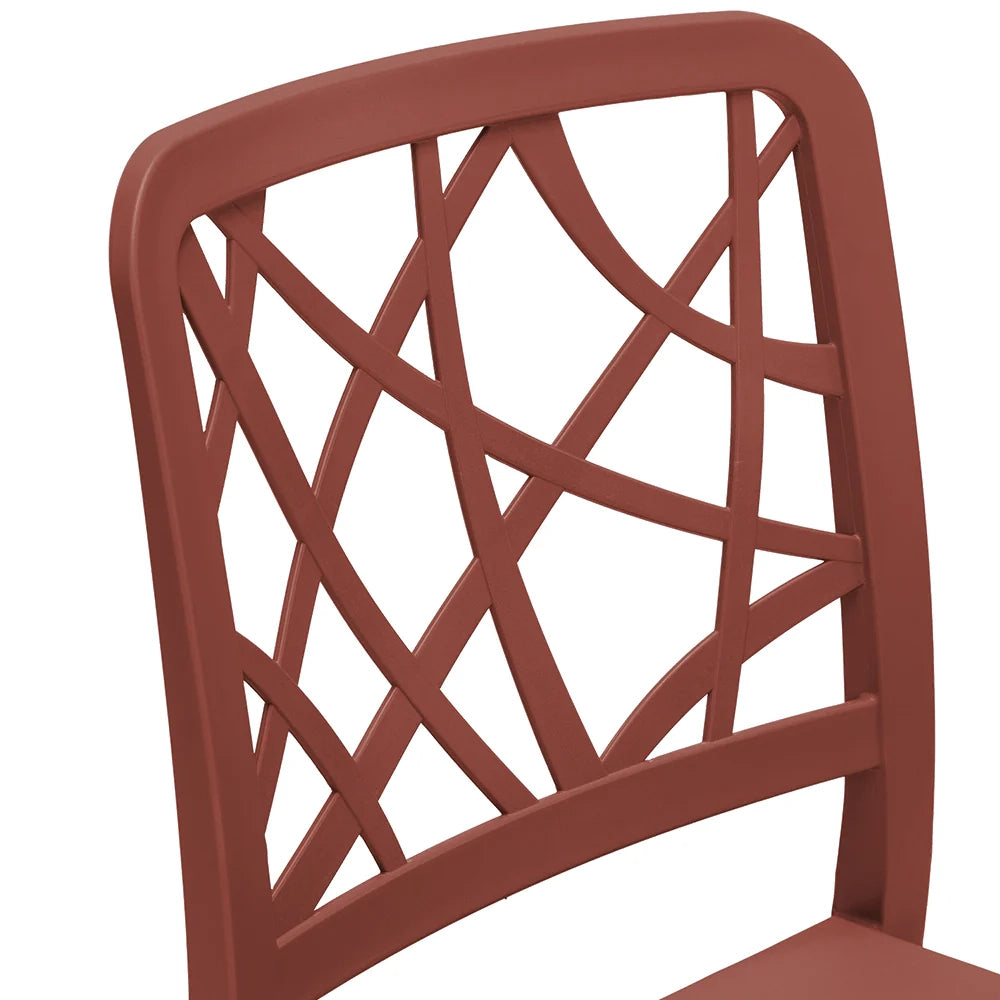 Set 6 sedie in polipropilene PENELOPE, 100% MADE IN ITALY, impilabile, resistente ai raggi UV, design moderno, ideale per sala da pranzo, cucina, sala d’attesa, bar, ristoranti o giardino, colore Mattone