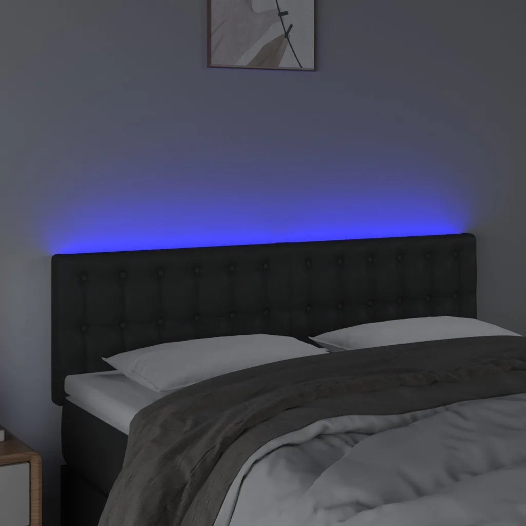 Testiera a LED-Testata con LED Nera 144x5x78/88 cm in Similpelle 386580