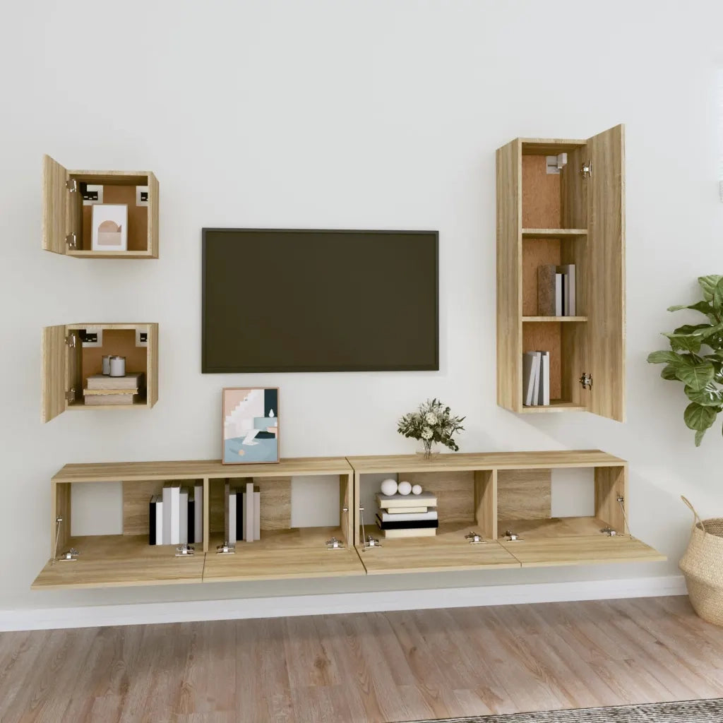 Set di Mobili Porta TV 5 pz-Set di 5 Credenza per TV Rovere Sonoma in Legno Multistrato 359926