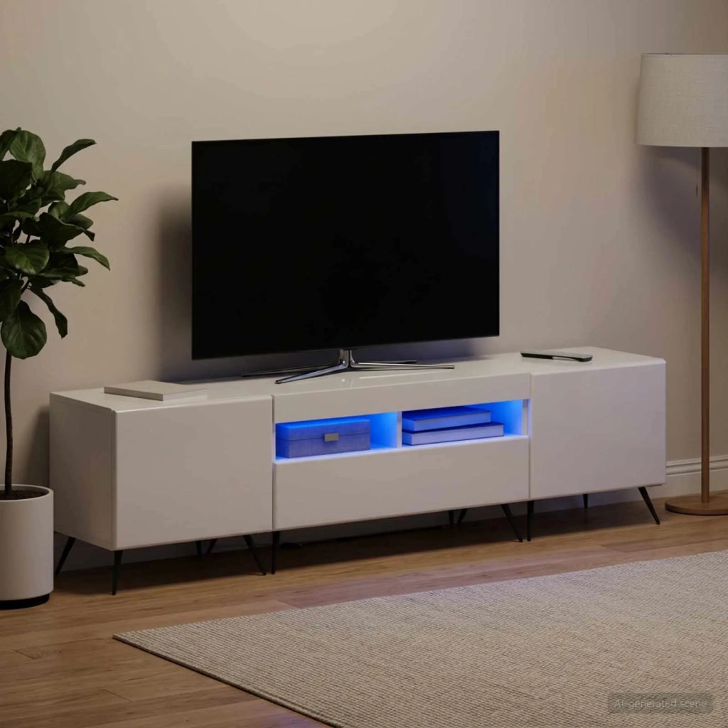 Mobile TV LED BREDA 3 pz Bianco Lucido Legno ingegnerizzato 3416925