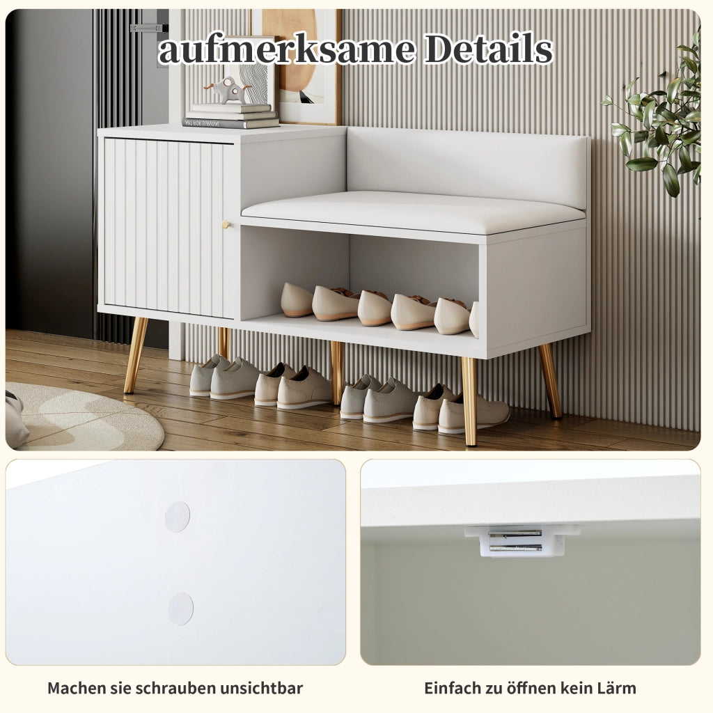 Mobile ingresso con vano contenitore e seduta imbottita - per ingresso - 100×38×58 cm - bianco