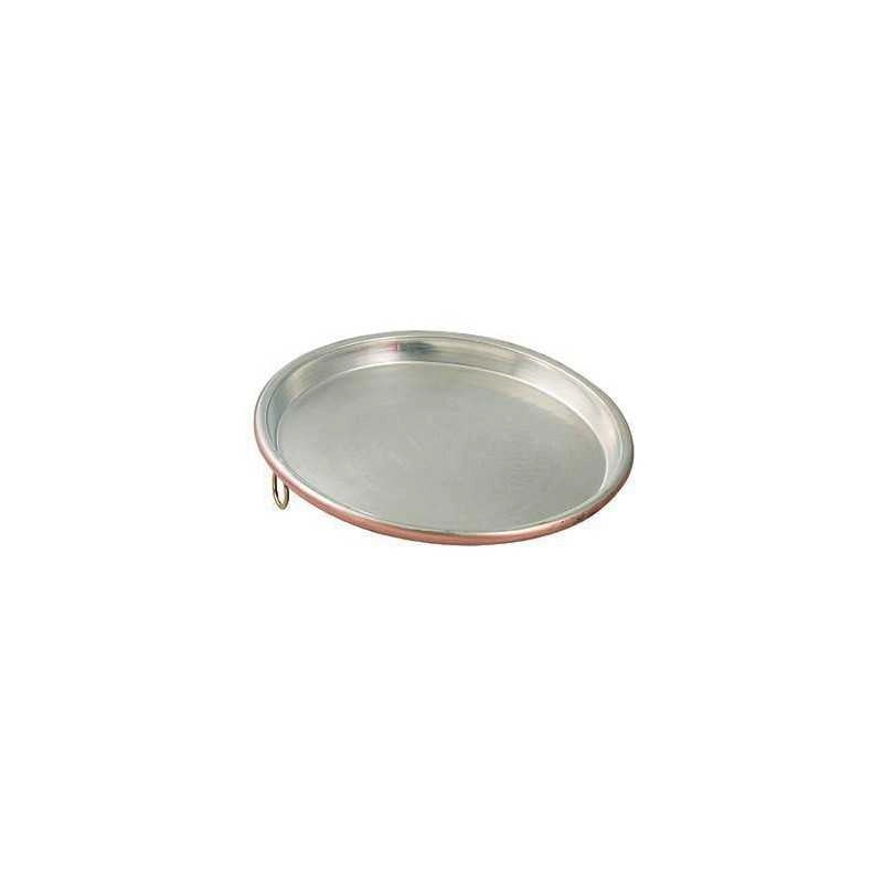 Teglia Rame Stagnato Vigor Pesante Tonda Bordo cm. 3 Ø cm. 38