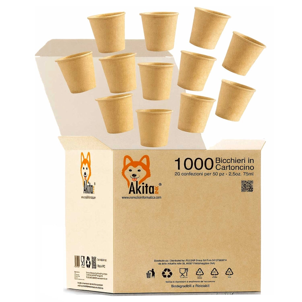 Akitaink 1000 Bicchierini Caffe Carta 75ml Avana