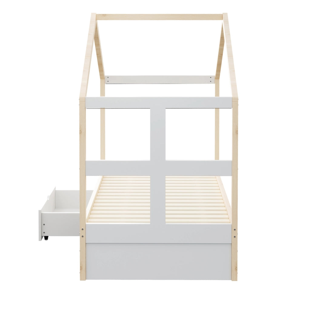 Letto a casetta 90x190 cm con cassetti, scarpiera e LED multicolore