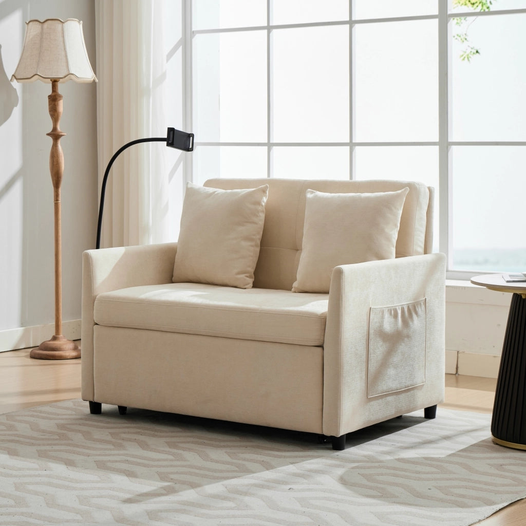 DIVANO Moderno con USB e Supporto Tablet 109x72x83,5 cm Beige