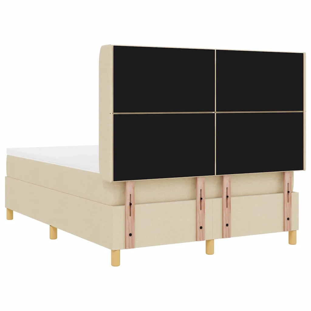 Letto a molle con materasso Crema 160 x 200 cm Tessuto