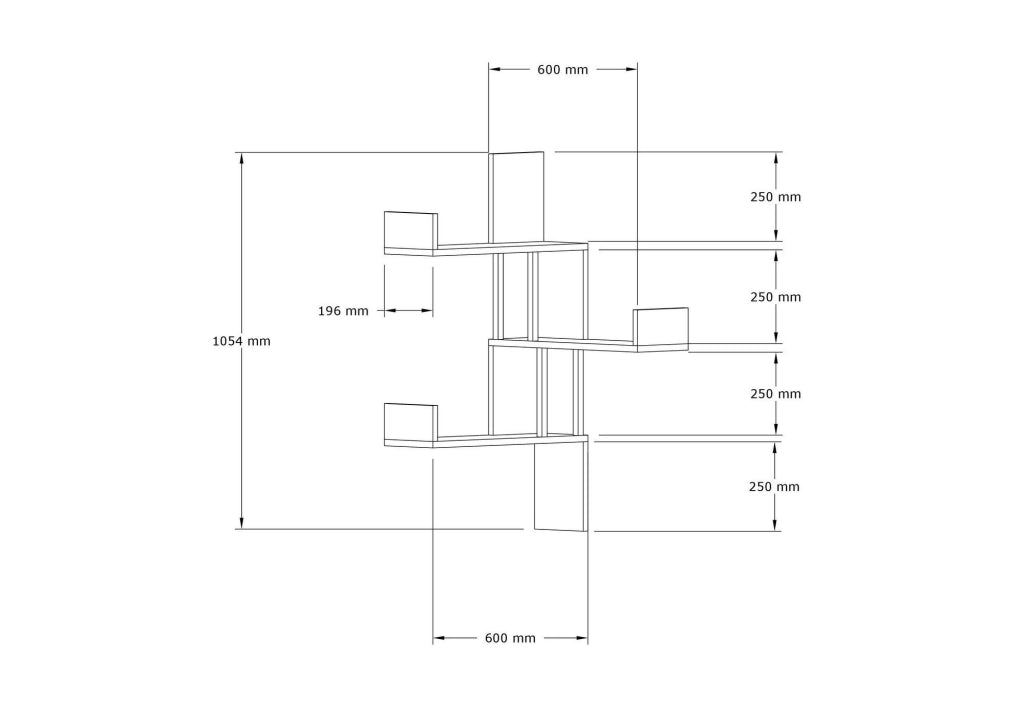 Mensola da parete in legno "Bombe" - 60 x 20 x 105 cm - Bianco