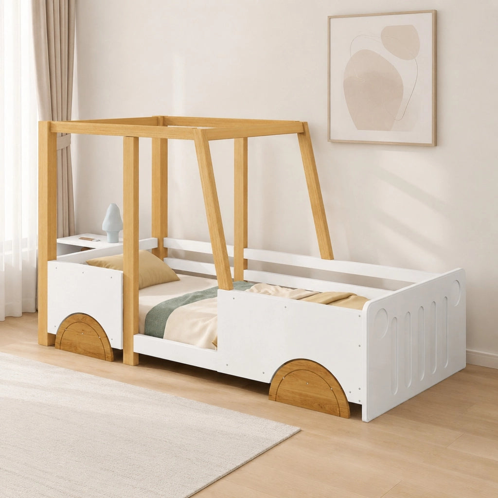 Letto auto per bambini 90x200 cm con struttura robusta e design creativo