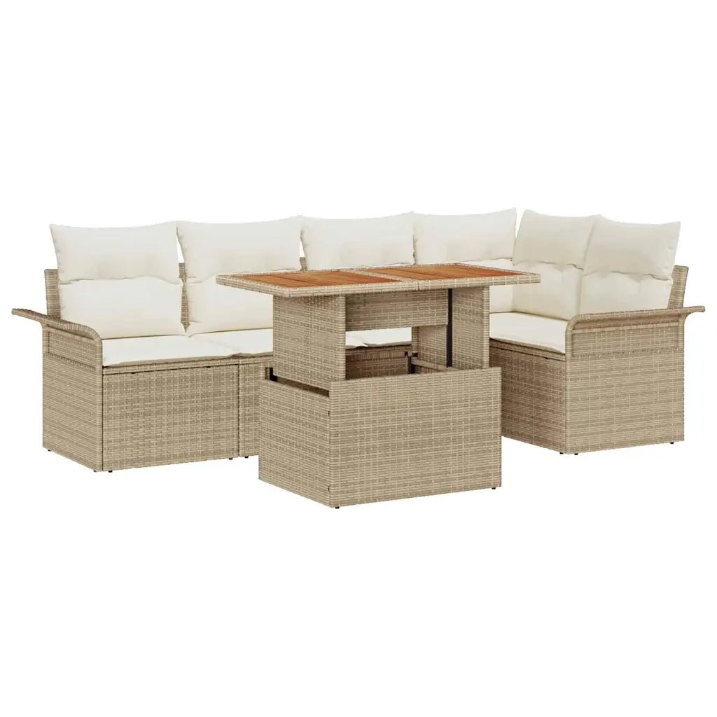 Set Divano da Giardino con cuscino 6 pcs beige e panna 3349336