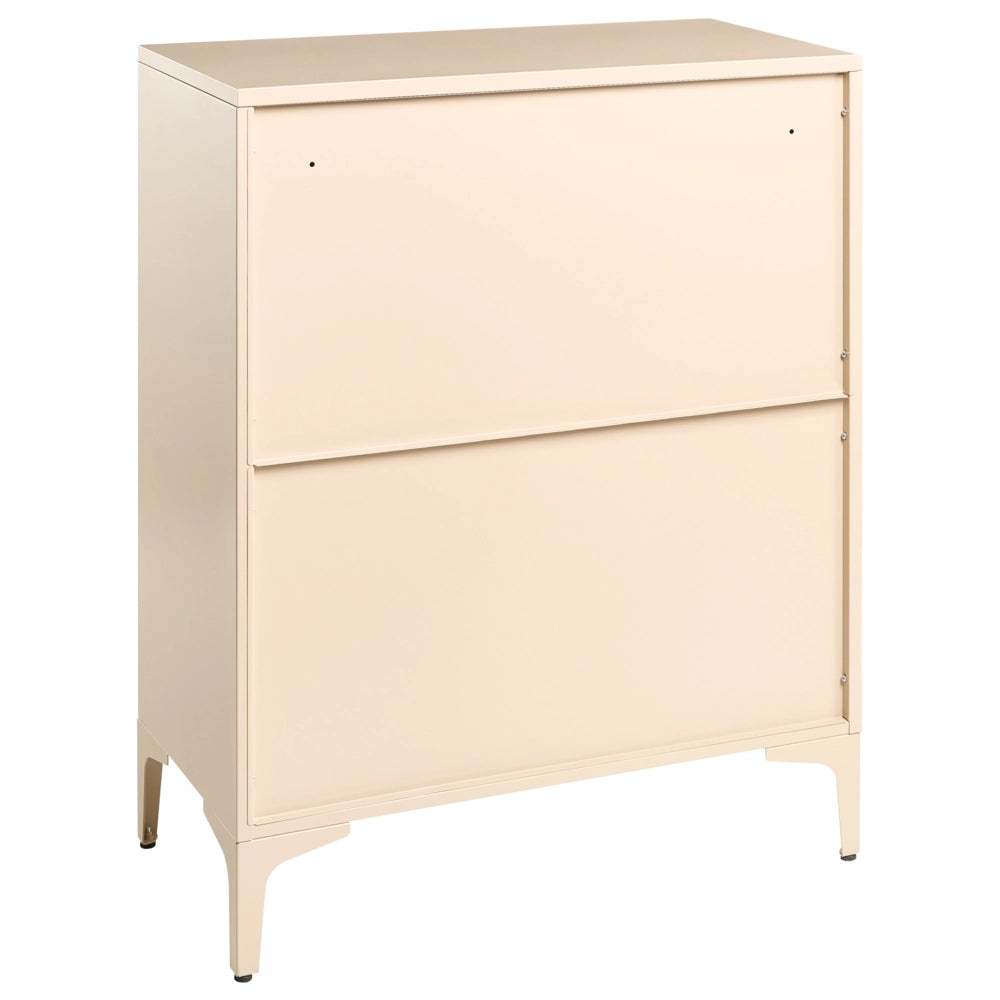 Cassettiera in acciaio verniciato beige 4 cassetti mobile contenitore per ufficio domestico e soggiorno stile industriale