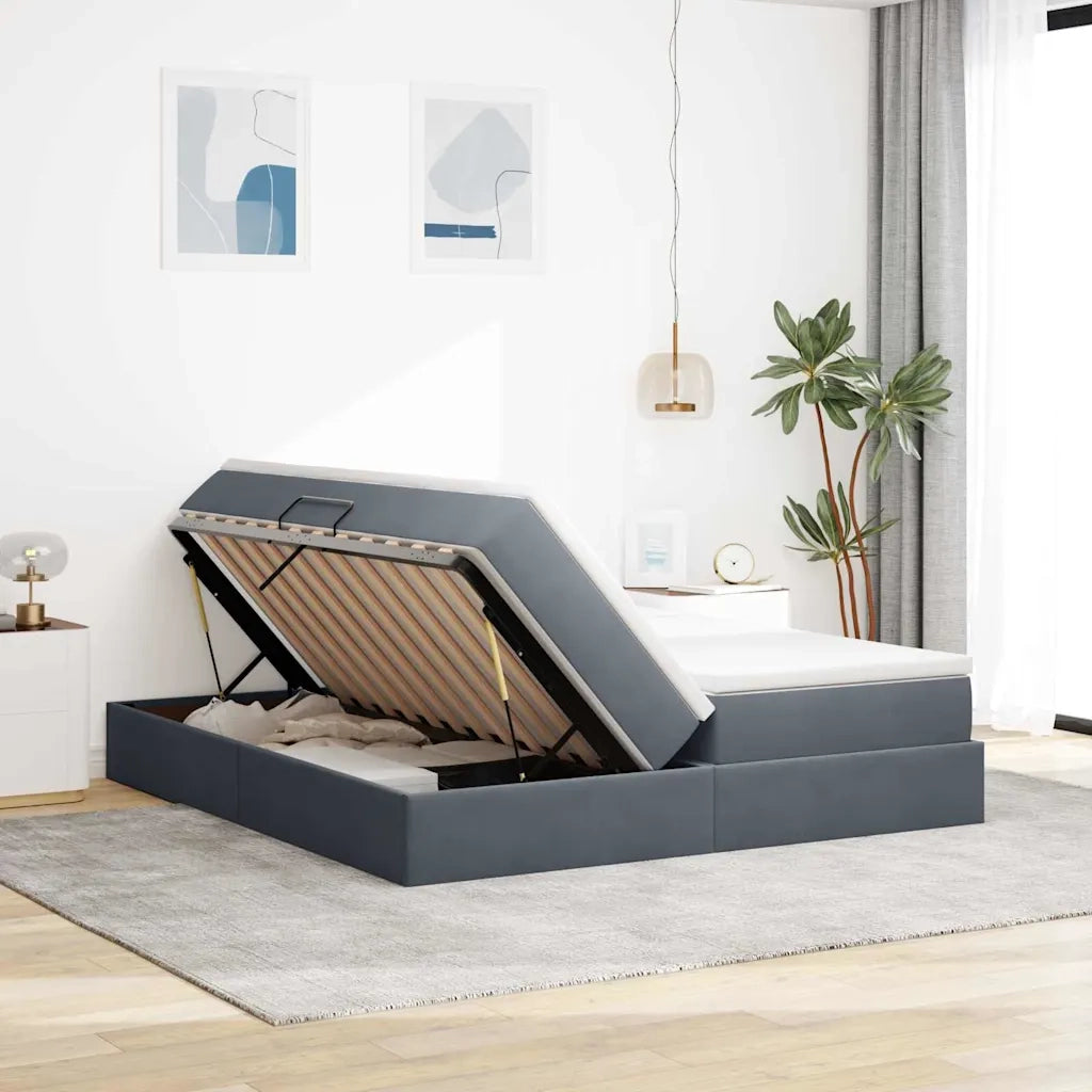 Letto con contenitore e materasso Grigio scuro 180 x 200 cm 3370362