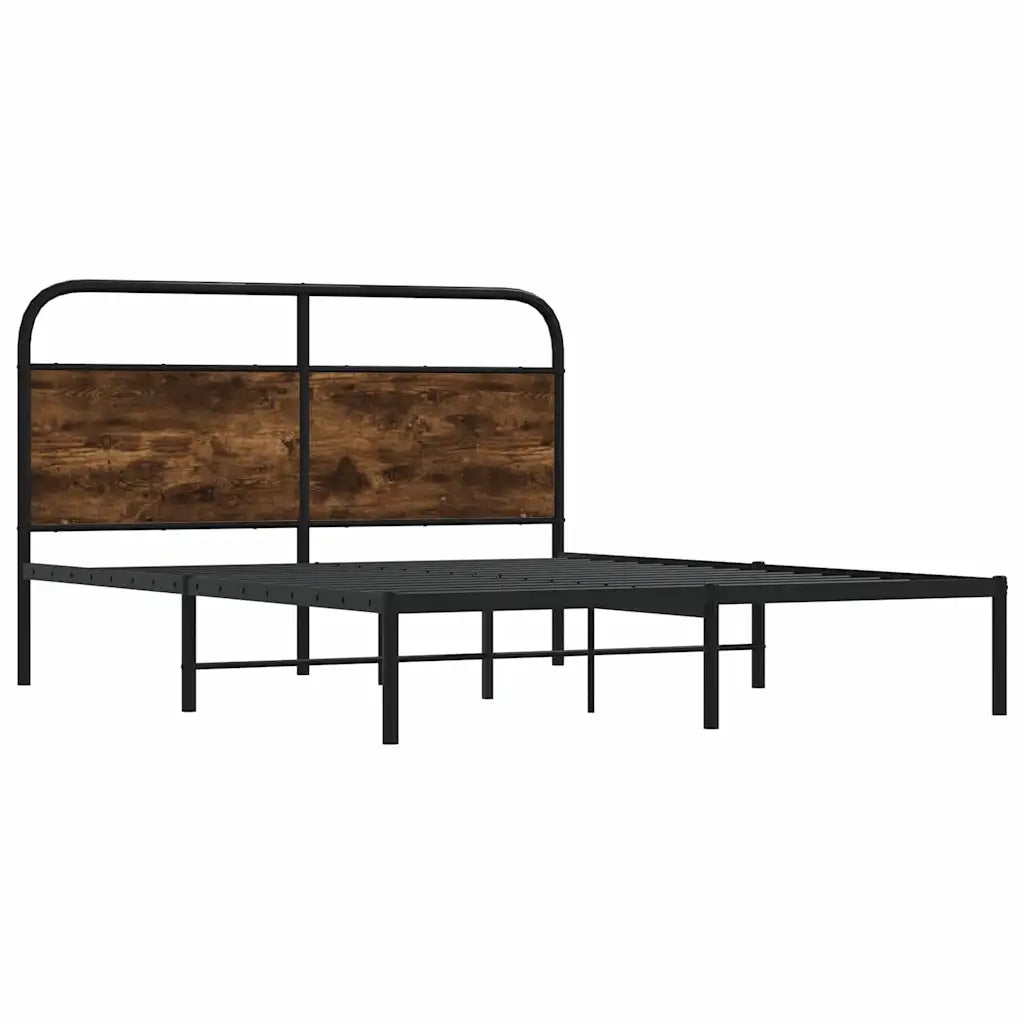 Letto matrimoniale | Letto per adulti | Giroletto senza Materasso Rovere Fumo 135x190 cm in Truciolato