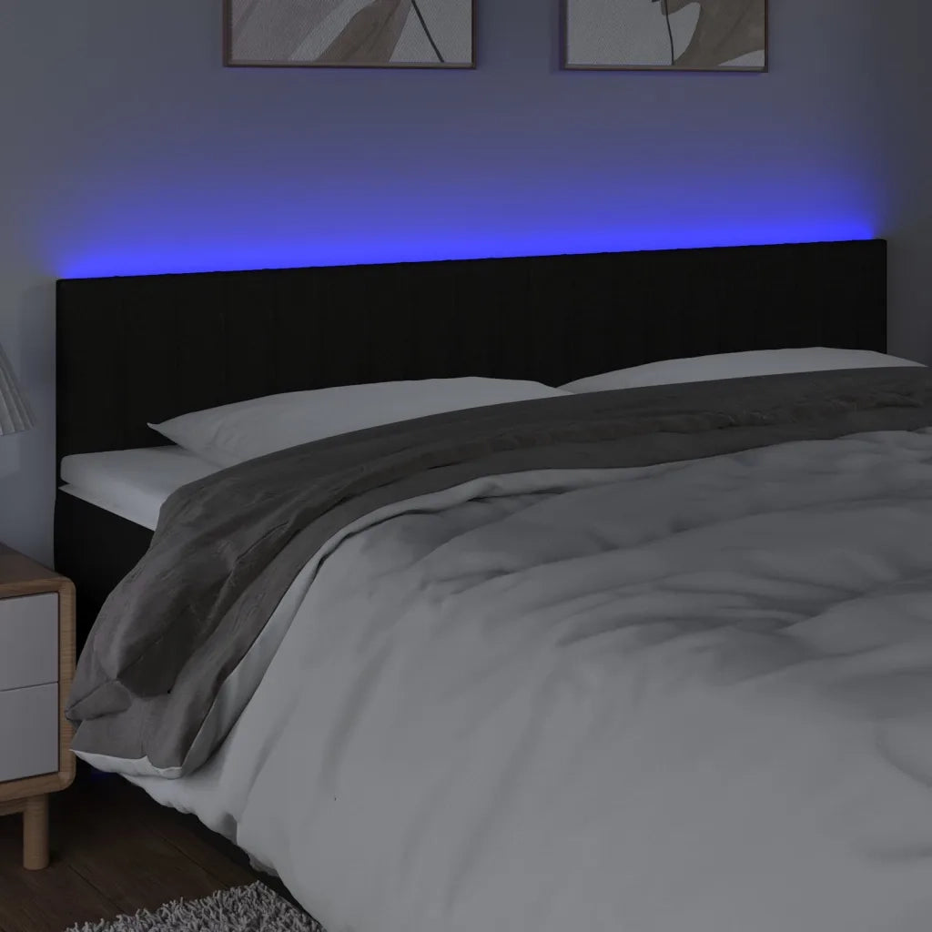 Testiera a LED-Testata con LED Nera 200x5x78/88 cm in Tessuto 323397