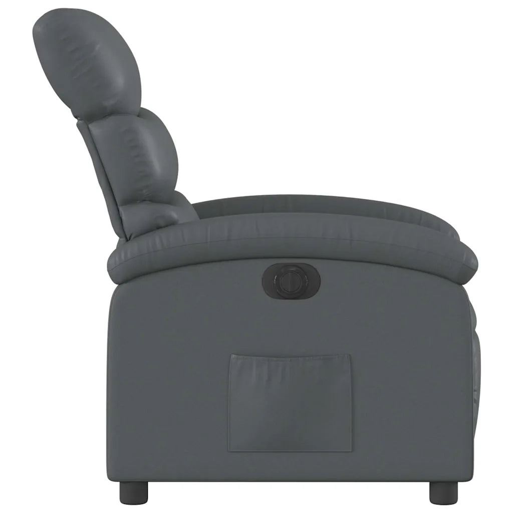 Poltrona | Sedia Relax Reclinabile Elettrica Grigia in Similpelle