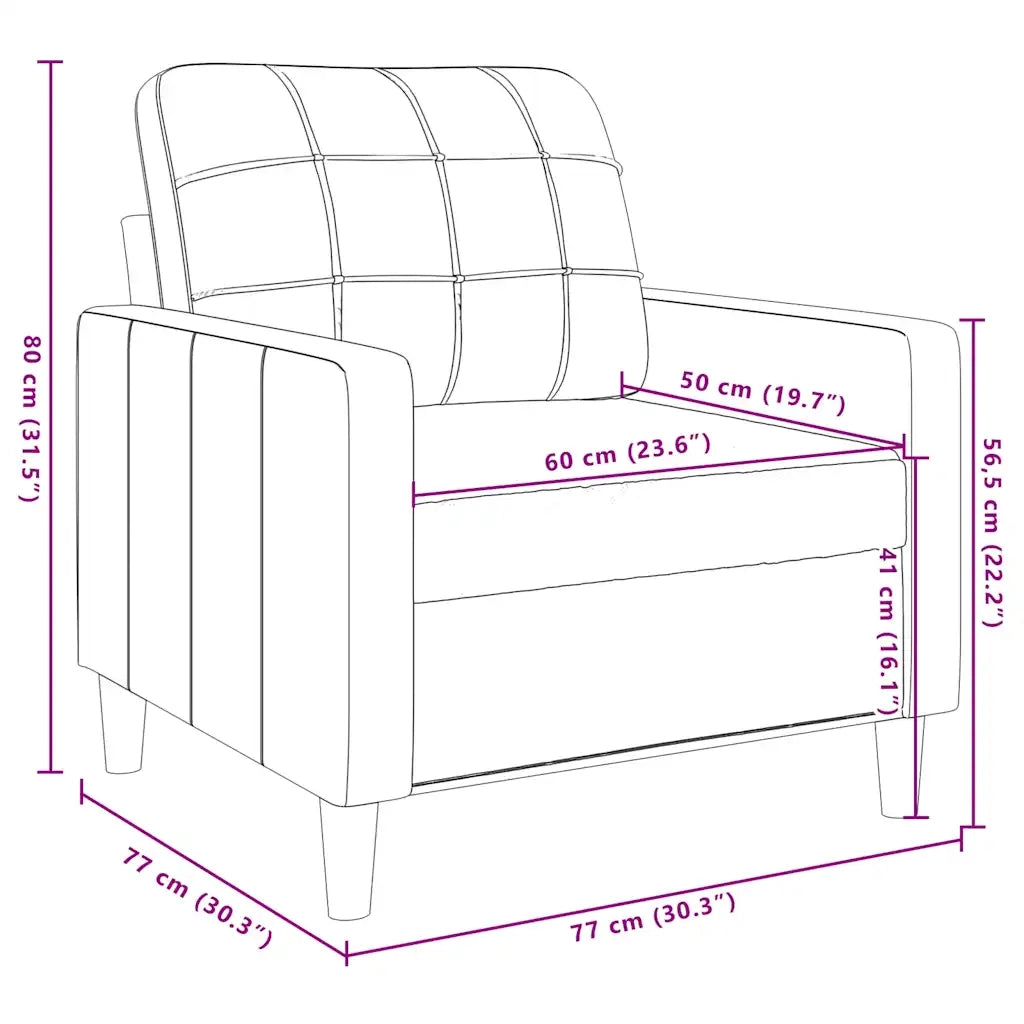 Fauteuil Crème 60 cm Velours