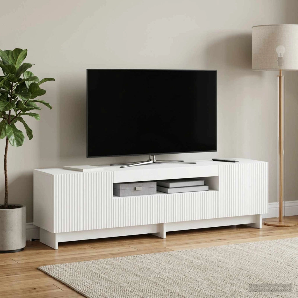 Mobile TV LED EDE 153 x 35 x 43 cm Bianco Legno ingegnerizzato 896025