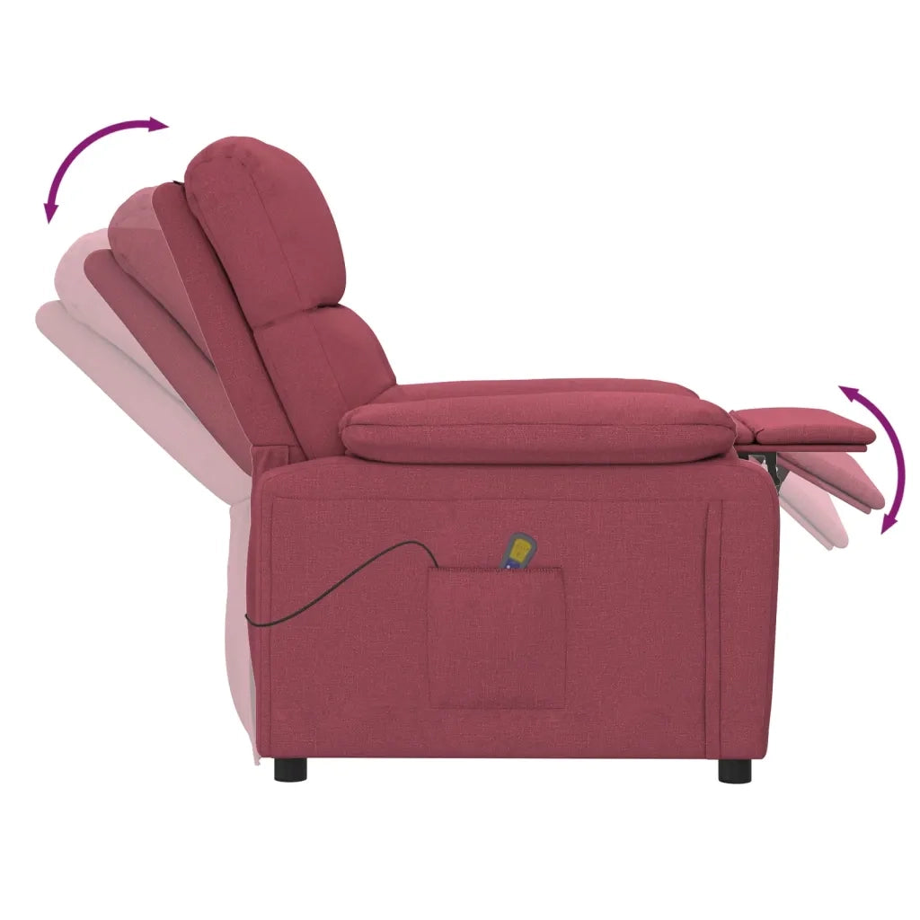 Poltrona Massaggiante | Sedia Relax Elettrica Rosso Vino in Tessuto