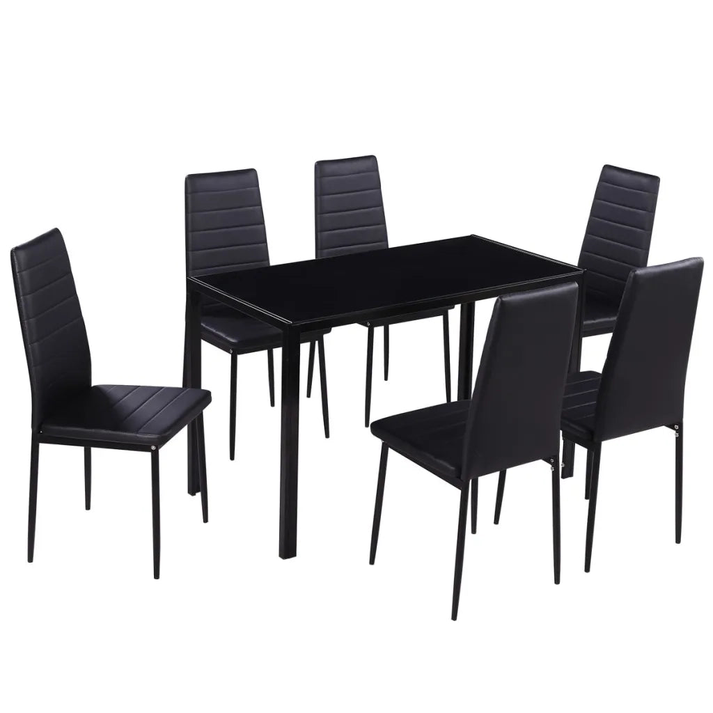 Set Tavolo da Pranzo 7 pz Nero 242987
