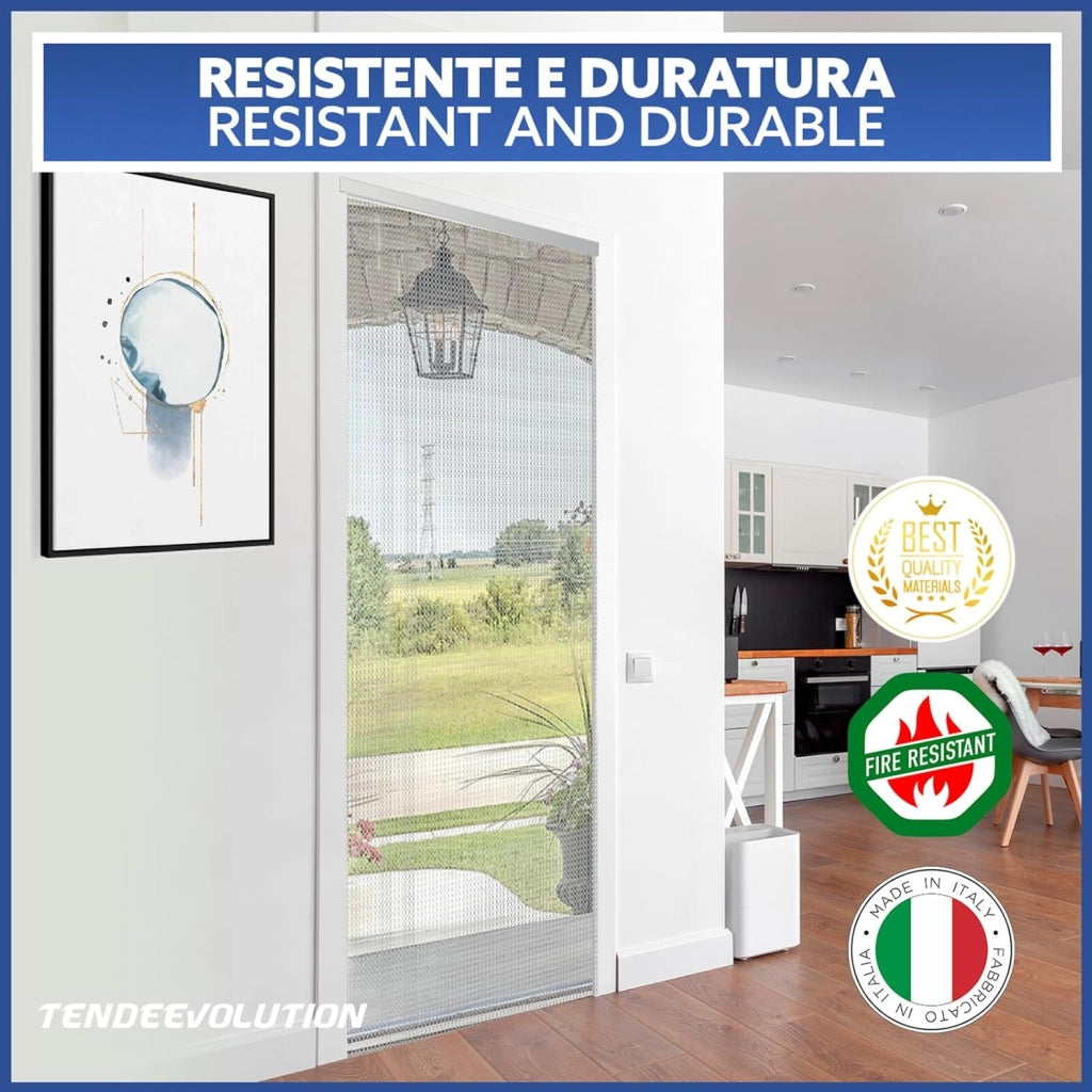 Tenda Catena Antimosche Alluminio Rosso | Largh. 1,40m x Alt. 2,60m | Protezione Insetti, Porta, Esterno, Interno, Casa, Ufficio