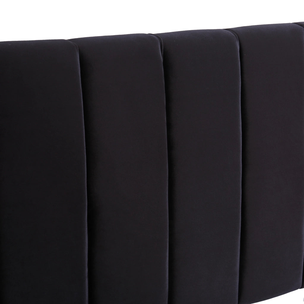 Letto con Cassetti 140x200 cm; Letto Matrimoniale - Testiera Alta e 2 Cassetti - Nero