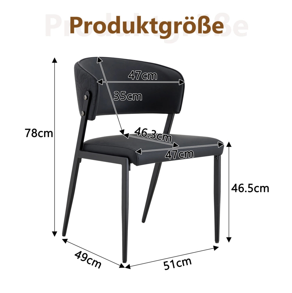Sedia da pranzo moderna in PU nero con schienale ergonomico