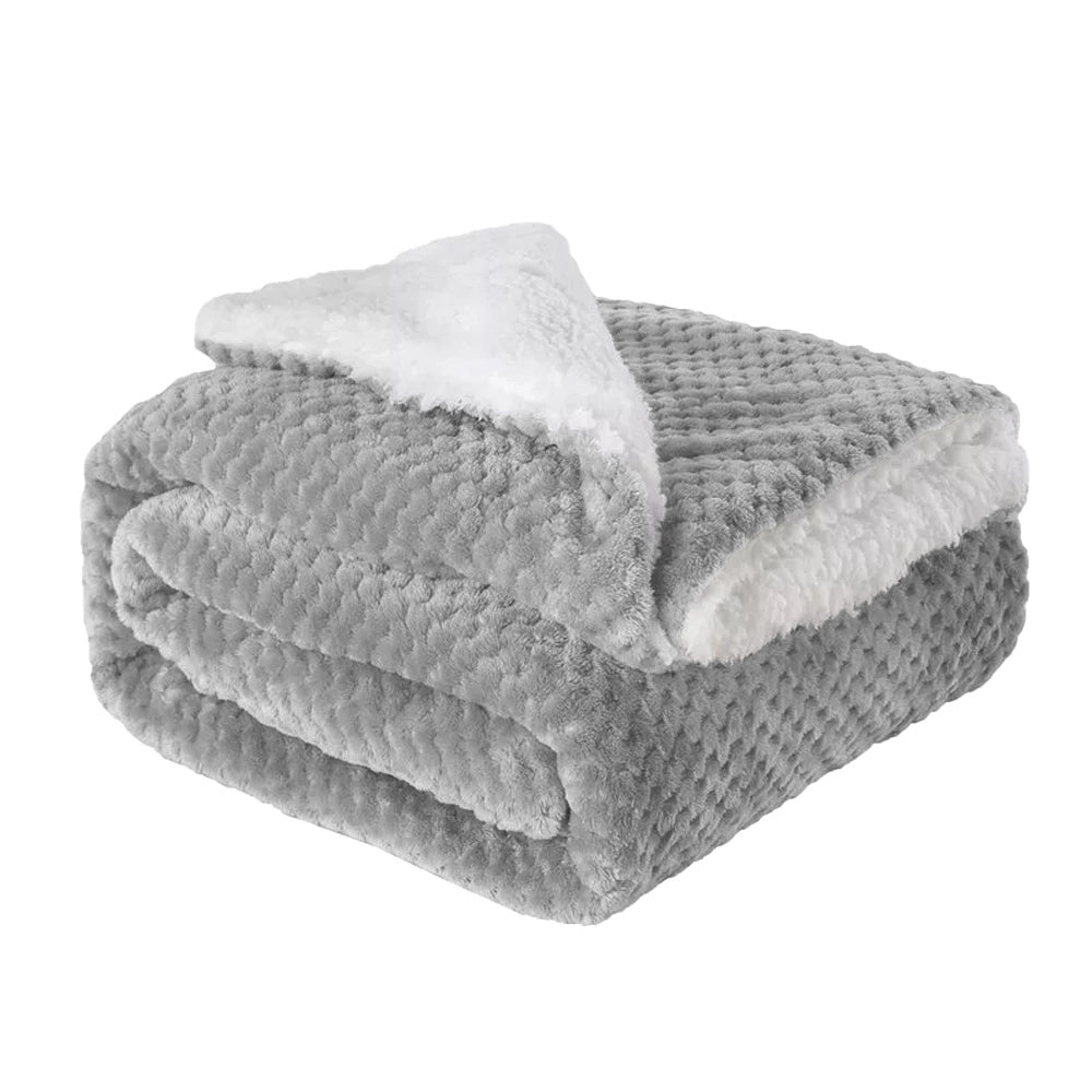 Coperta Plaid in Pile Sherpa Invernale Tinta unita 440 Gr/Mq Grigio - Matrimoniale 200x230