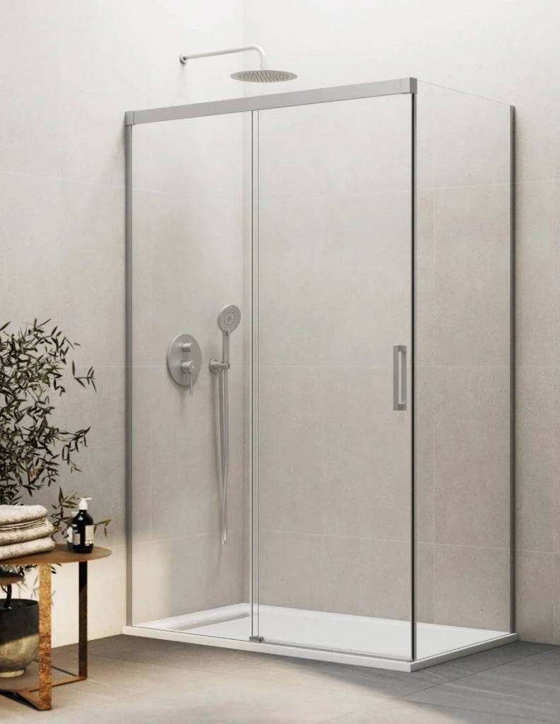 Box doccia THALASSA (BASIC) 1+1 con lato fisso laterale 115x80 cm Nichel vetro trasparente