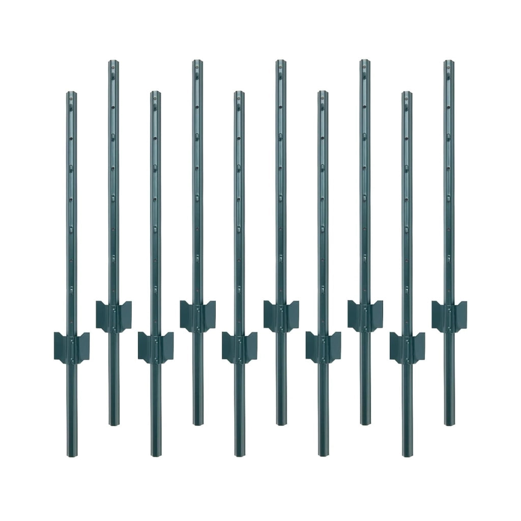 Pali per recinzione in metallo da 122 cm; confezione da 10; profilo verde; antiruggine.