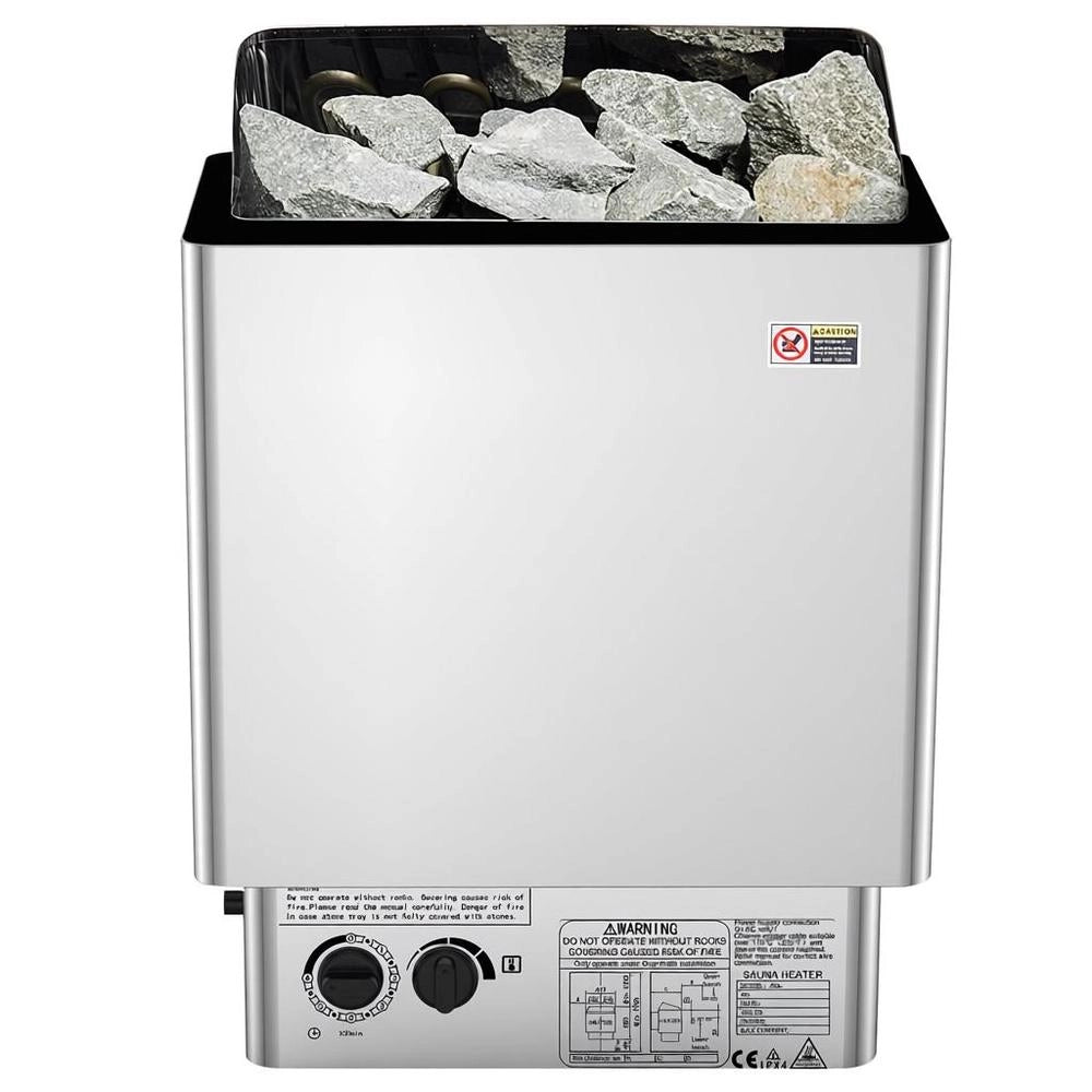 Stufa Sauna Elettrica 8KW Portatile Interno Esterno 400V Timer 3 Ore Controllo Integrato 8-12m³ Acciaio Inox