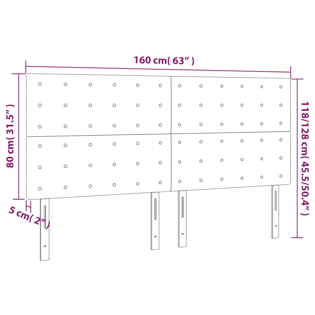 Testiera | Testata a LED GrigioScuro 160x5x118/128cm inTessuto