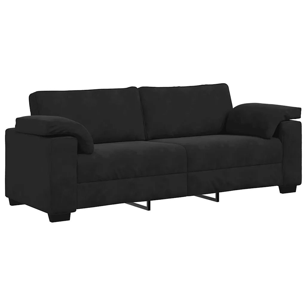 Set di Divani 3 pz con Cuscini Nero in Velluto 3324672