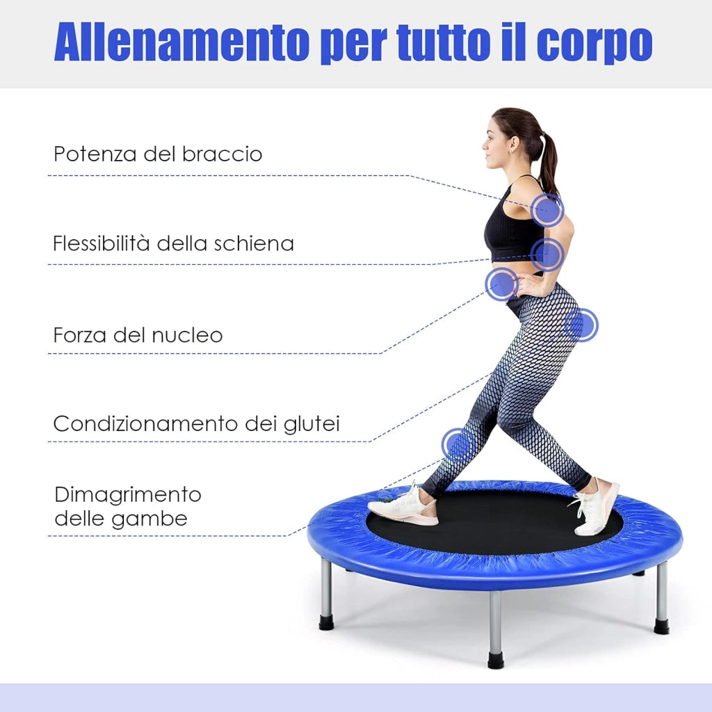 Mini Trampolino Elastico e Pieghevole, Capacità di Carico 150 kg, per Interno ed Esterno