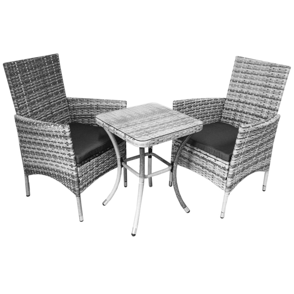 Jardí Set Bistro Giardino Polyrattan 2 Poltroncine Tavolino e Cuscini
