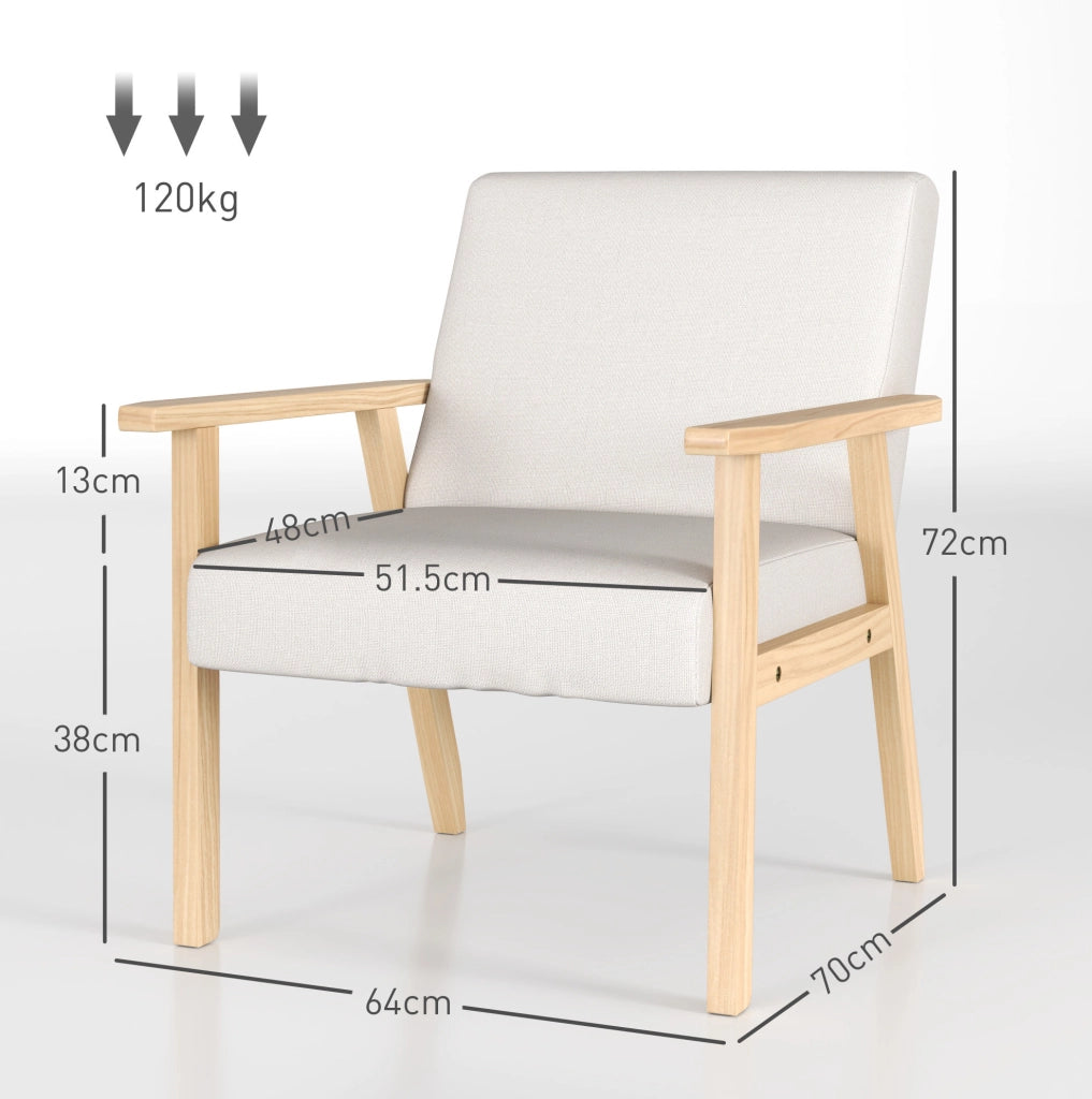 Poltrona scandinava in lino color crema
