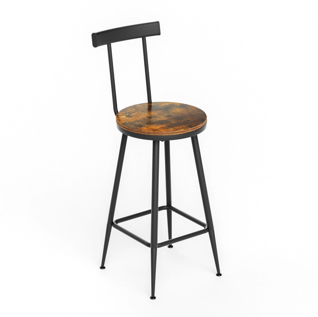 TAVOLO ALTO Set da 3 pezzi 60x60x92 cm Marrone rustico e nero