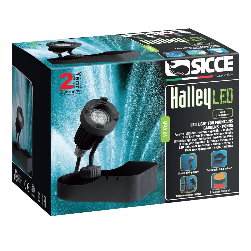 Multipack pompa per laghetto syncra pond 2.5 2400 litri/h + faretto halley a led sommergibile