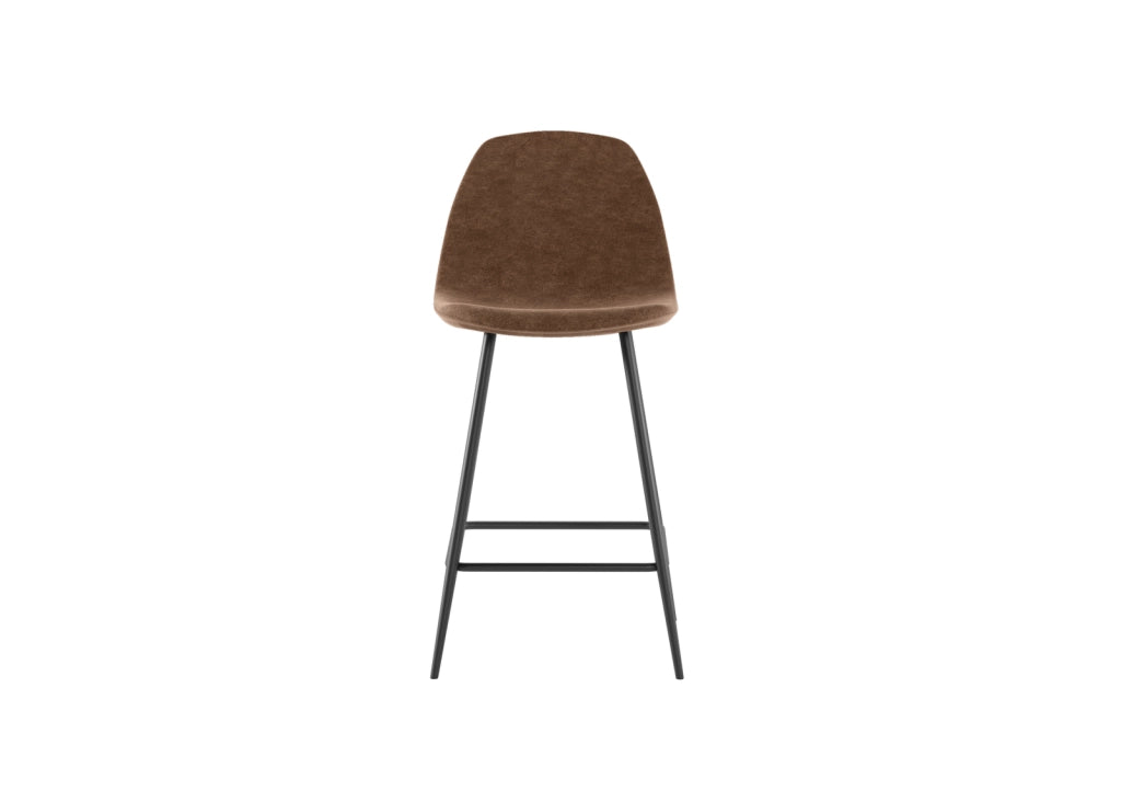 Sgabello Brigitte Marrone Vintage in Similpelle con Struttura in Metallo Antracite - Design Industriale per Arredo Interni Moderno