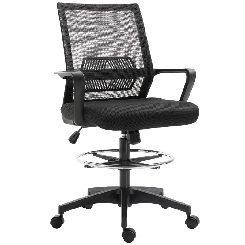 Sedia da ufficio 64x59x104-124 cm con supporto per piedi regolabile in plastica nera