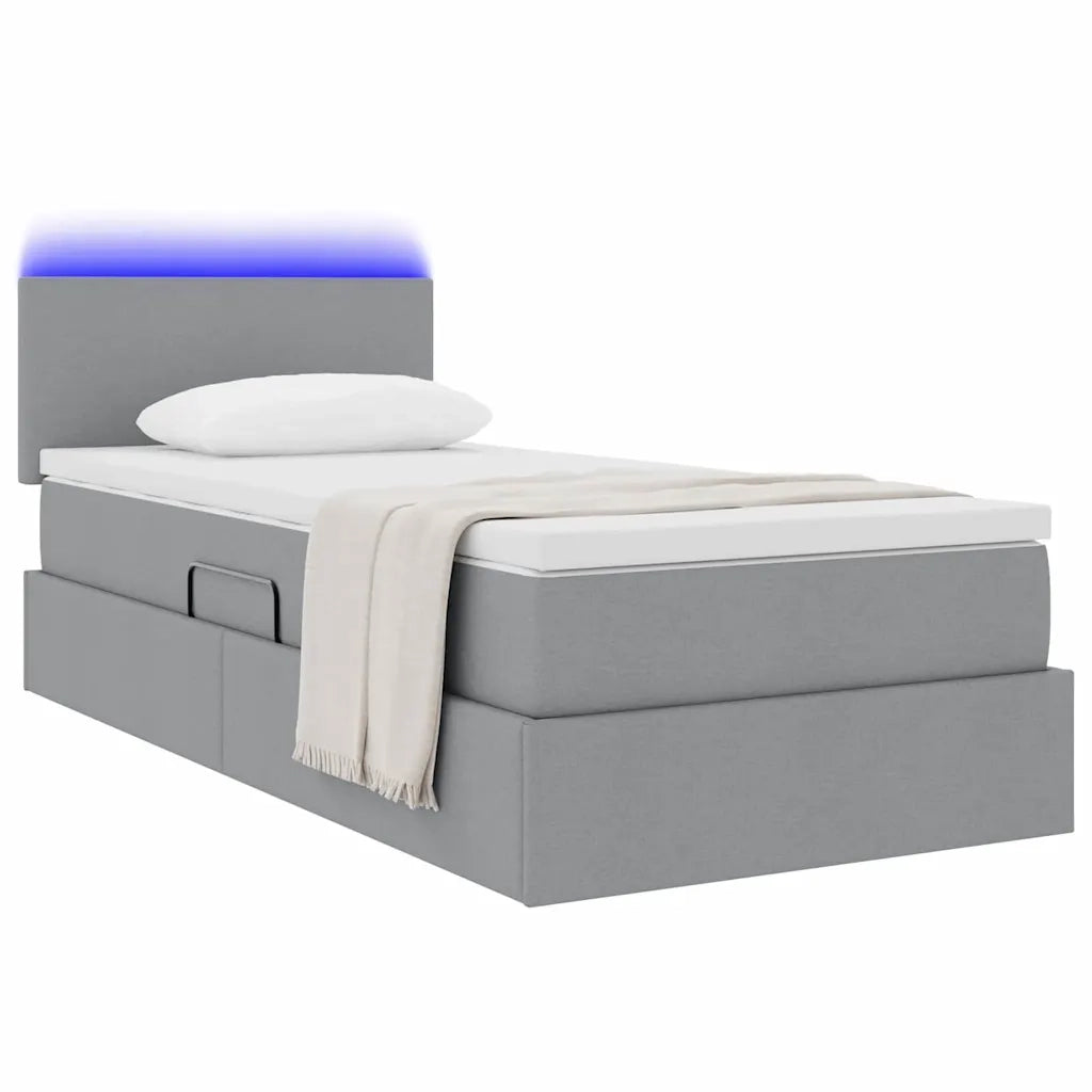 Letto con contenitore LED e materasso Grigio Chiaro 90 x 190 cm 3371049