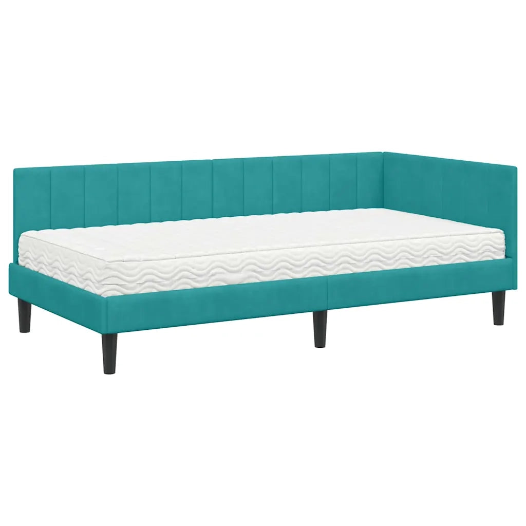 Struttura Letto Angolare con Materasso 2 pcs Turchese Velluto 3393906