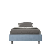 BS COM Letto una piazza e mezza con rete imbottito 130x200 microfibra azzurro