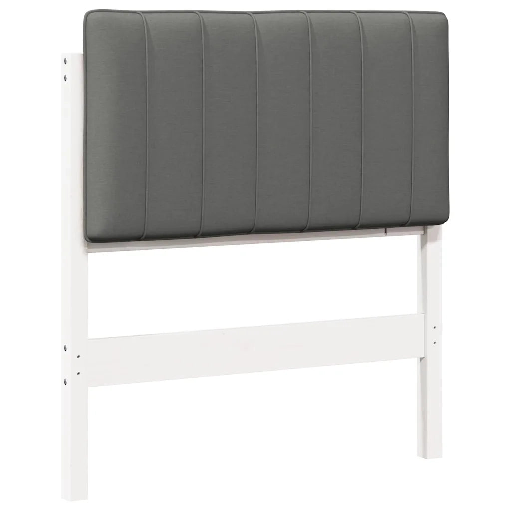 Testiera | Testata imbottita Bianco e grigio chiaro 75 cm Pino massello