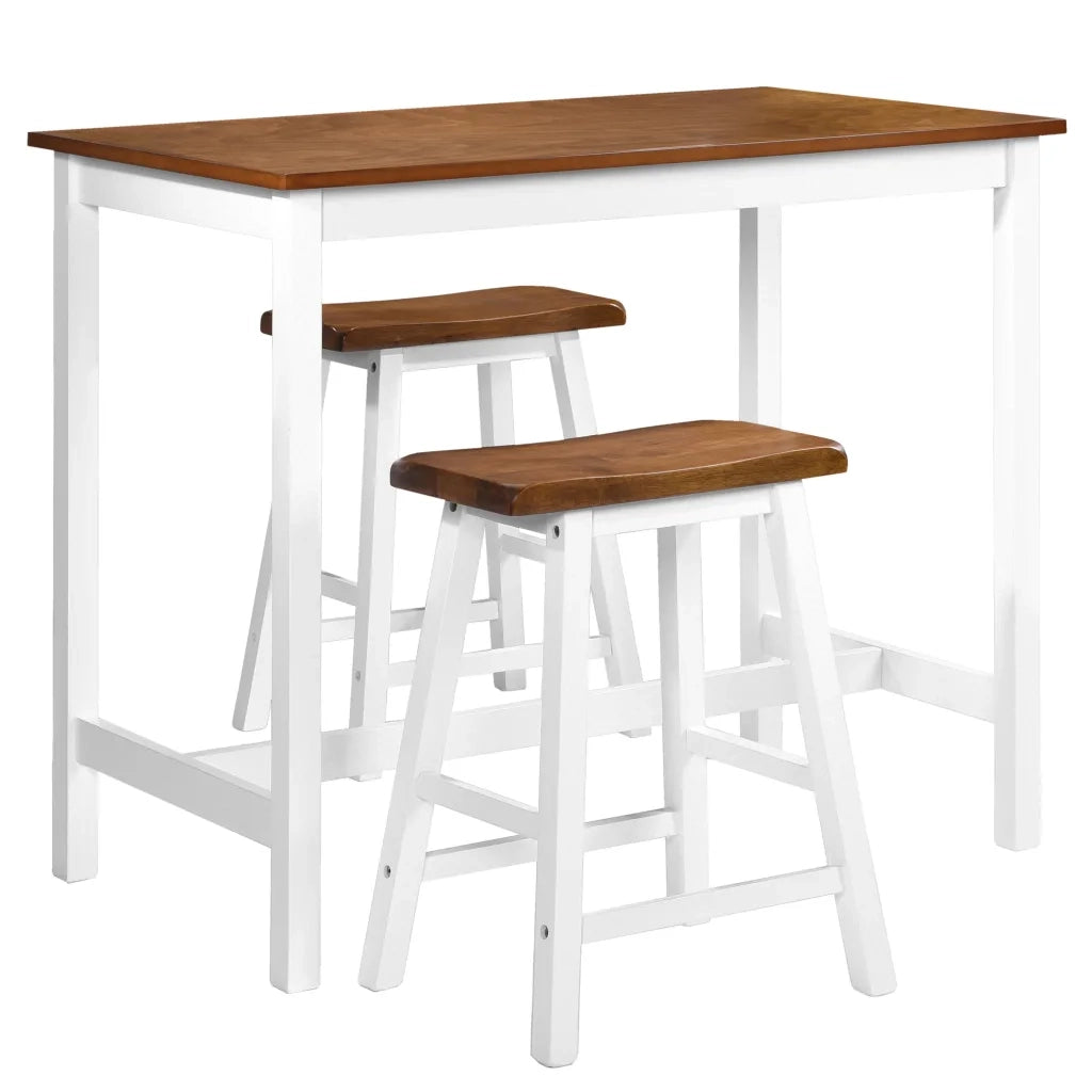 Set Tavolo da Bar e Sgabelli 3 pz in Legno Massello CFW5867053