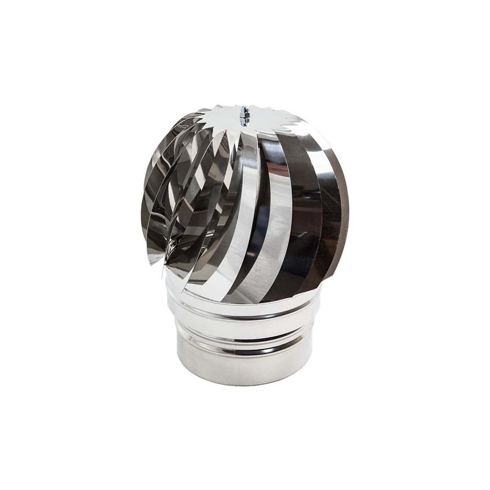 Fumaiolo da 200mm tipo radiante eolico inox aisi 304 base tonda innesto m maschio
