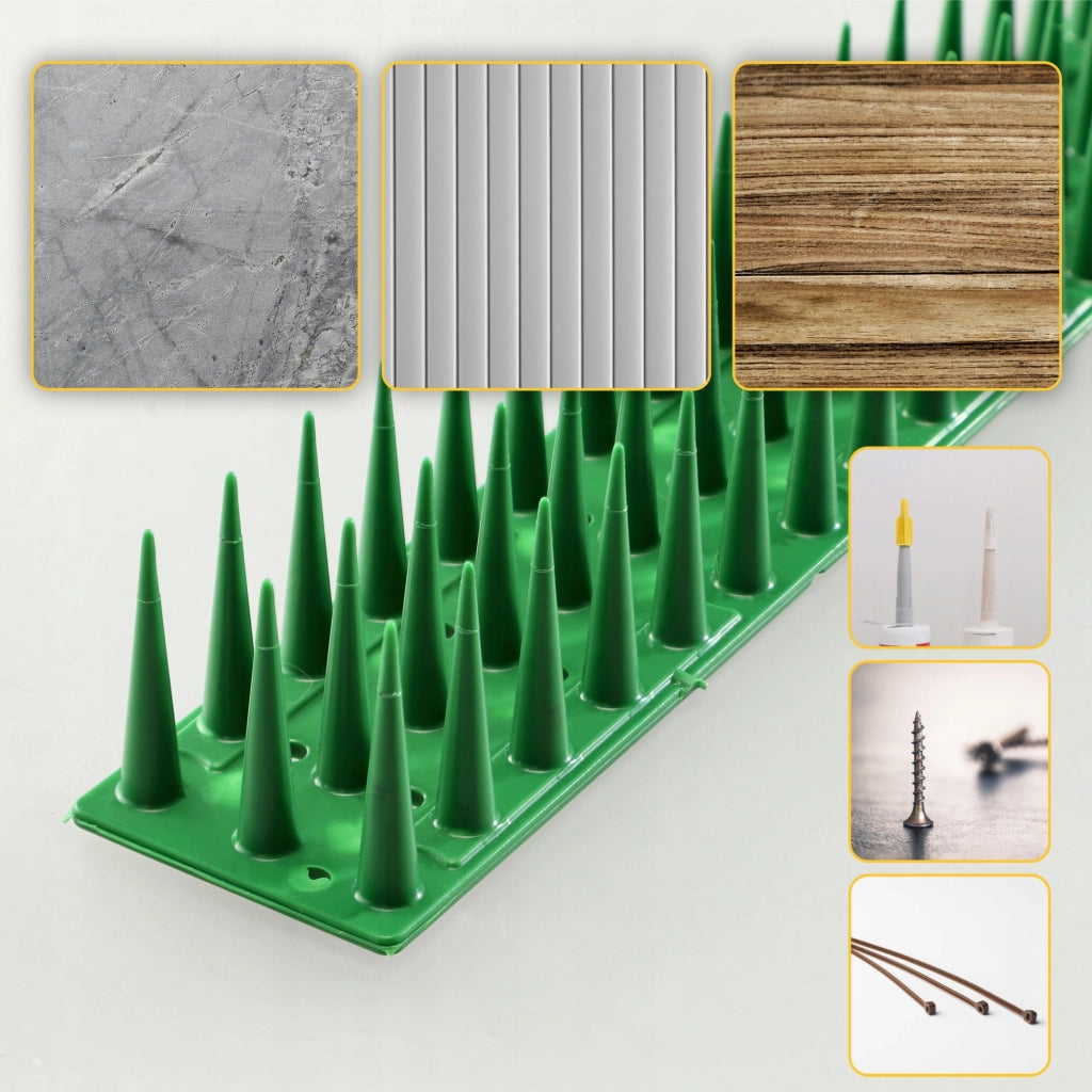 Punte anti-piccioni KADAX, 51 cm, in plastica densa e resistente, 24 pezzi
