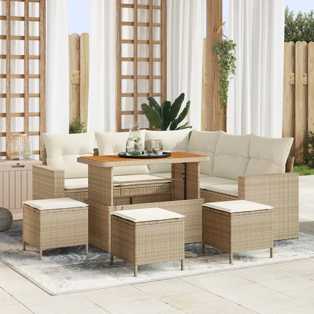 Set Divano da Giardino 9 pcs Beige polyrattan 3361621