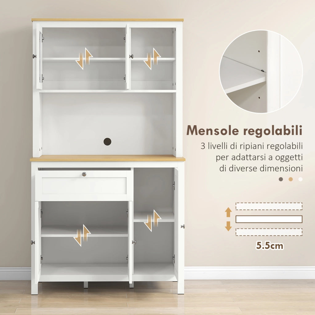 Mobile Cucina con Cassetti e Ripiani ¨C Xylo ¨C Legno Bianco 100x40x180 cm